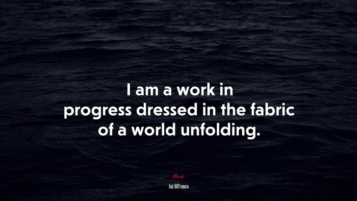 I am a work in progress dressed in the fabric of a world unfolding. | Ani DiFranco quote