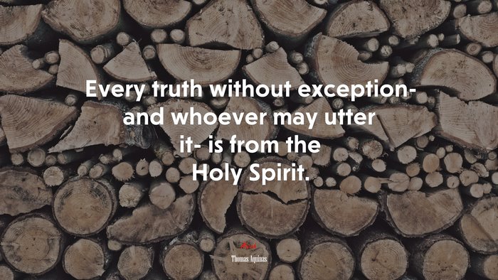 Every truth without exception- and whoever may utter it- is from the Holy Spirit. | Thomas Aquinas quote