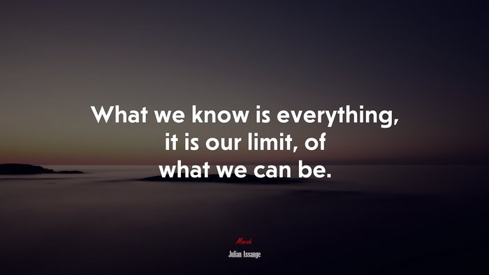What we know is everything, it is our limit, of what we can be. | Julian Assange quote