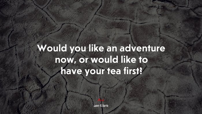 Would you like an adventure now, or would like to have your tea first? | James M. Barrie quote