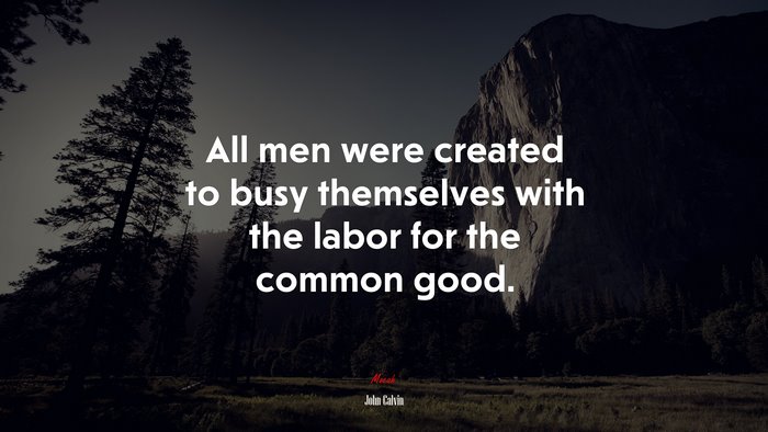 All men were created to busy themselves with the labor for the common good. | John Calvin quote