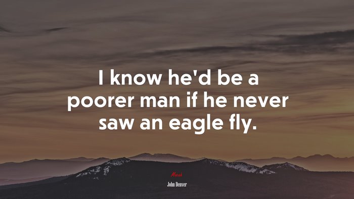 I know he’d be a poorer man if he never saw an eagle fly. | John Denver quote