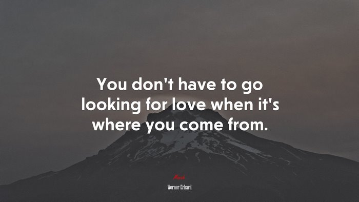 You don’t have to go looking for love when it’s where you come from. | Werner Erhard quote