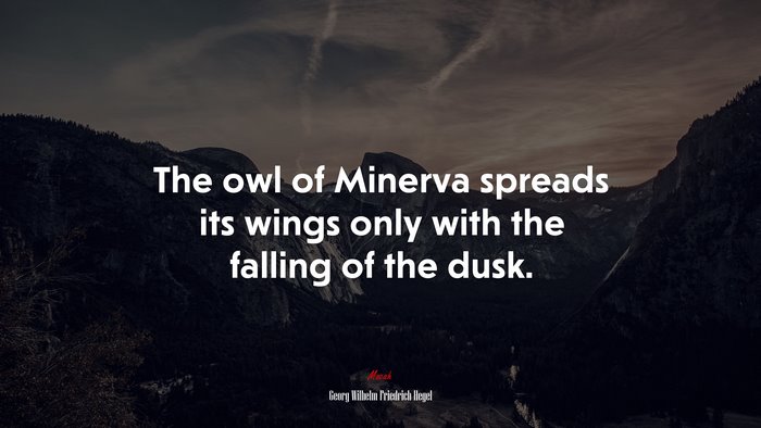 The owl of Minerva spreads its wings only with the falling of the dusk. | Georg Wilhelm Friedrich Hegel quote