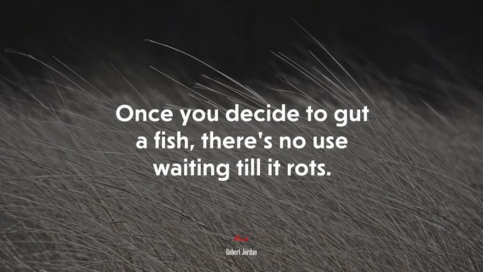 Once you decide to gut a fish, there’s no use waiting till it rots. | Robert Jordan quote