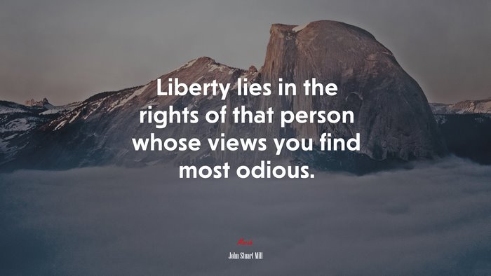 Liberty lies in the rights of that person whose views you find most odious. | John Stuart Mill quote