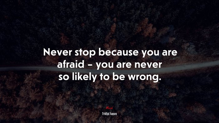 Never stop because you are afraid – you are never so likely to be wrong. | Fridtjof Nansen quote