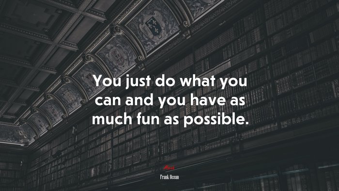 You just do what you can and you have as much fun as possible. | Frank Ocean quote