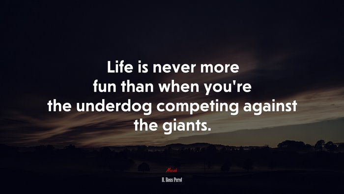 Life is never more fun than when you’re the underdog competing against the giants. | H. Ross Perot quote
