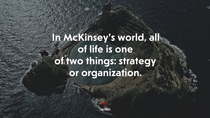 In McKinsey’s world, all of life is one of two things: strategy or organization. | Tom Peters quote