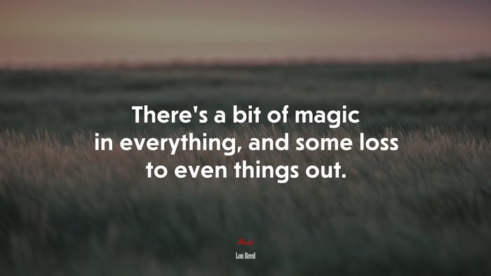 There’s a bit of magic in everything, and some loss to even things out. | Lou Reed quote