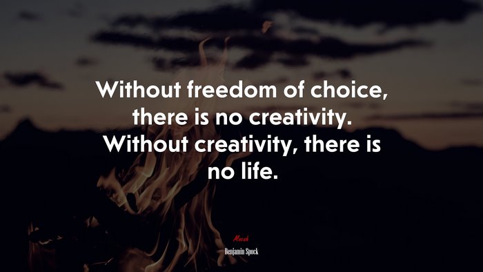 Without freedom of choice, there is no creativity. Without creativity, there is no life. | Benjamin Spock quote