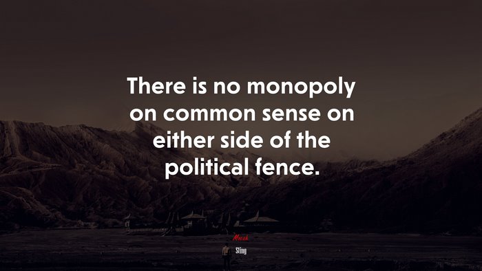 There is no monopoly on common sense on either side of the political fence. | Sting quote
