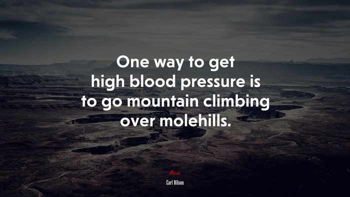 One way to get high blood pressure is to go mountain climbing over molehills. | Earl Wilson quote
