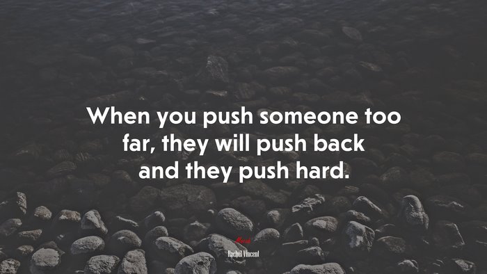 When you push someone too far, they will push back and they push hard. | Rachel Vincent quote