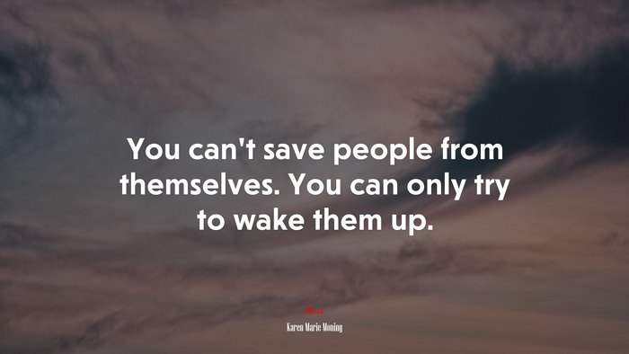 You can’t save people from themselves. You can only try to wake them up. | Karen Marie Moning quote