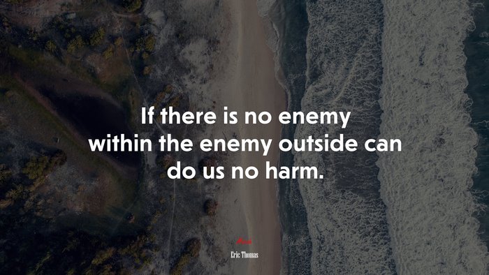 If there is no enemy within the enemy outside can do us no harm. | Eric Thomas quote