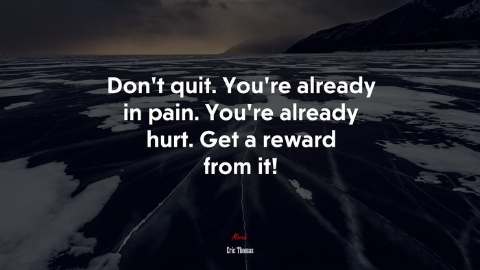 Don’t quit. You’re already in pain. You’re already hurt. Get a reward from it! | Eric Thomas quote