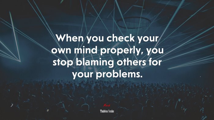 When you check your own mind properly, you stop blaming others for your problems. | Thubten Yeshe quote