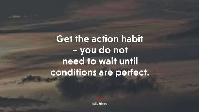 Get the action habit – you do not need to wait until conditions are perfect. | David J. Schwartz quote
