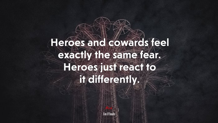 Heroes and cowards feel exactly the same fear. Heroes just react to it differently. | Cus DAmato quote