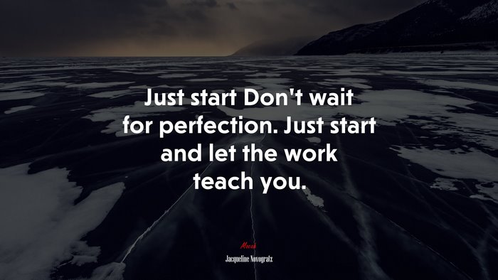 Just start Don’t wait for perfection. Just start and let the work teach you. | Jacqueline Novogratz quote