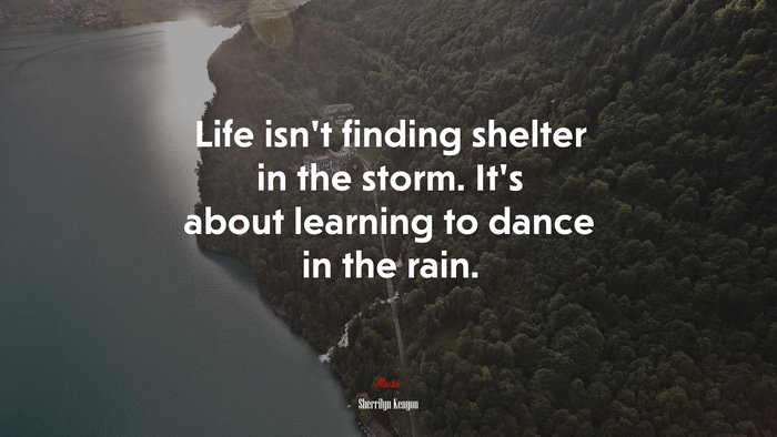 Life isn’t finding shelter in the storm. It’s about learning to dance in the rain. | Sherrilyn Kenyon quote