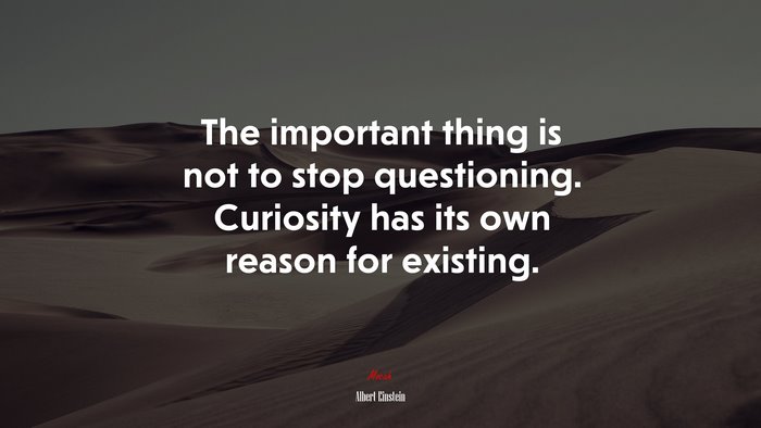 The important thing is not to stop questioning. Curiosity has its own reason for existing. | Albert Einstein quote