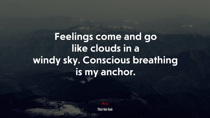 Feelings come and go like clouds in a windy sky. Conscious breathing is my anchor. | Thich Nhat Hanh quote