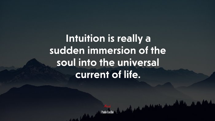 Intuition is really a sudden immersion of the soul into the universal current of life. | Paulo Coelho quote