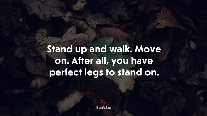 Stand up and walk. Move on. After all, you have perfect legs to stand on. | Hiromu Arakawa quote