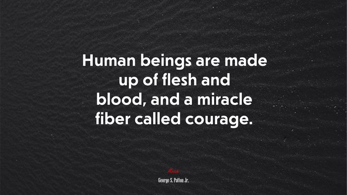 Human beings are made up of flesh and blood, and a miracle fiber called courage. | George S. Patton Jr. quote