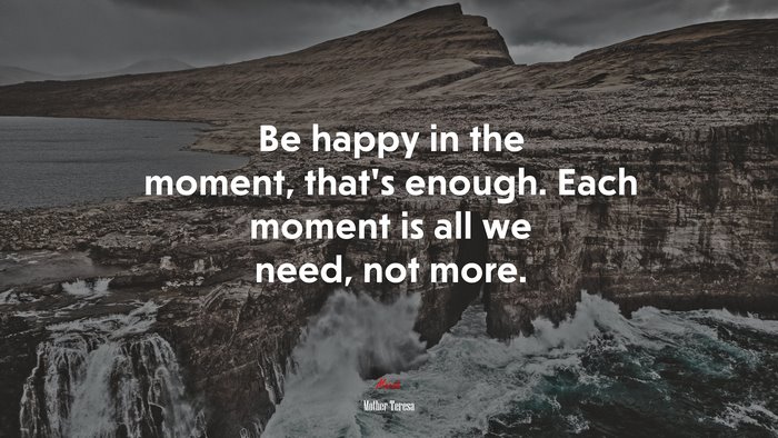 Be happy in the moment, that’s enough. Each moment is all we need, not more. | Mother Teresa quote