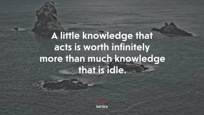 A little knowledge that acts is worth infinitely more than much knowledge that is idle. | Khalil Gibran quote