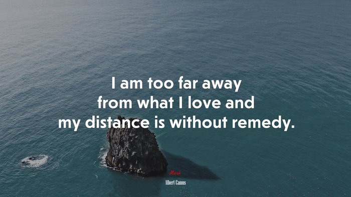 I am too far away from what I love and my distance is without remedy. | Albert Camus quote