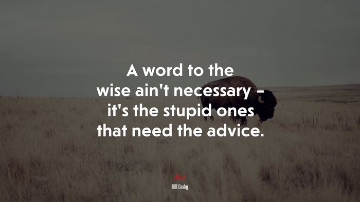 A word to the wise ain’t necessary – it’s the stupid ones that need the advice. | Bill Cosby quote