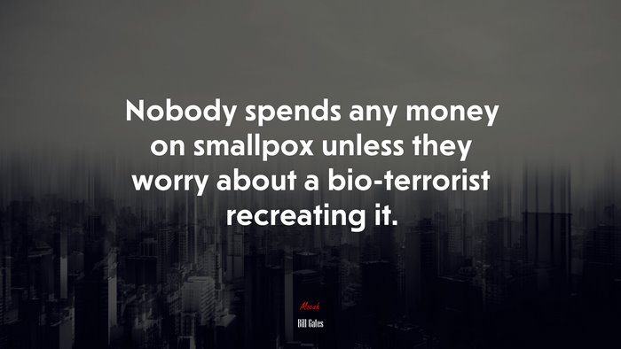 Nobody spends any money on smallpox unless they worry about a bio-terrorist recreating it. | Bill Gates quote