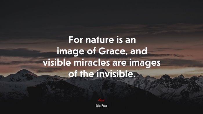 For nature is an image of Grace, and visible miracles are images of the invisible. | Blaise Pascal quote