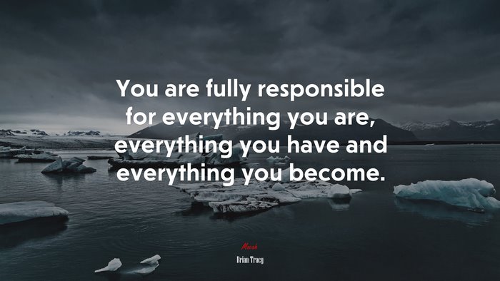 You are fully responsible for everything you are, everything you have and everything you become. | Brian Tracy quote