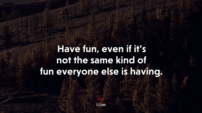 Have fun, even if it’s not the same kind of fun everyone else is having. | C. S. Lewis quote