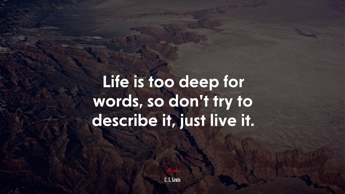 Life is too deep for words, so don’t try to describe it, just live it. | C. S. Lewis quote