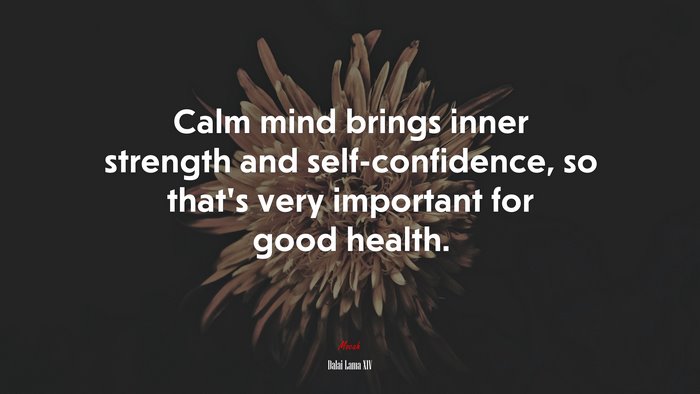 Calm mind brings inner strength and self-confidence, so that’s very important for good health. | Dalai Lama XIV quote