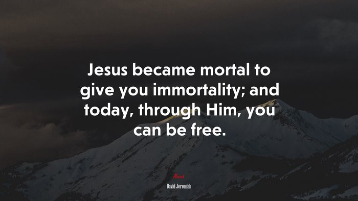 Jesus became mortal to give you immortality; and today, through Him, you can be free. | David Jeremiah quote