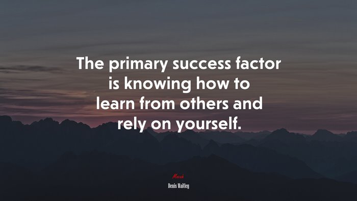 The primary success factor is knowing how to learn from others and rely on yourself. | Denis Waitley quote