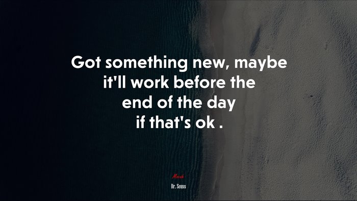 Got something new, maybe it’ll work before the end of the day if that’s ok . | Dr. Seuss quote