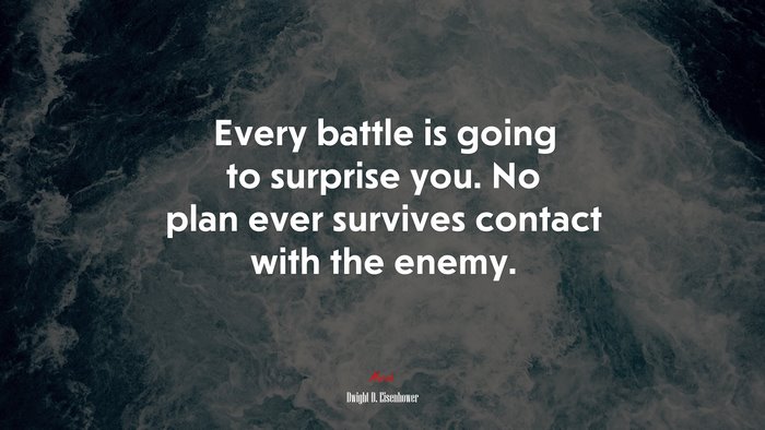 Every battle is going to surprise you. No plan ever survives contact with the enemy. | Dwight D. Eisenhower quote