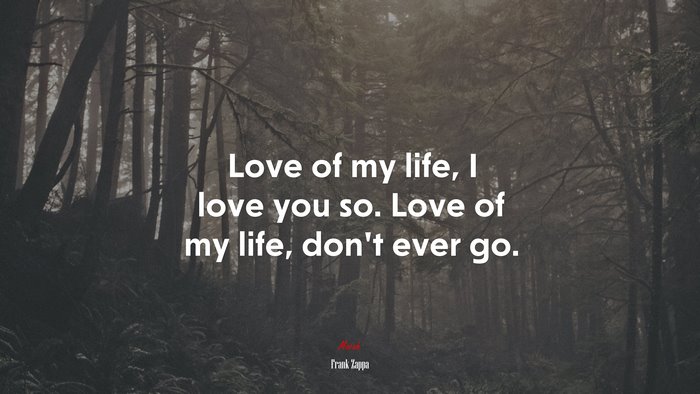 Love of my life, I love you so. Love of my life, don’t ever go. | Frank Zappa quote