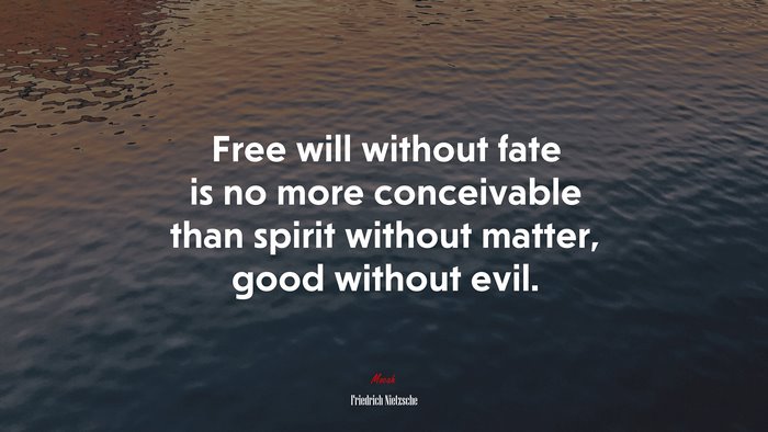 Free will without fate is no more conceivable than spirit without matter, good without evil. | Friedrich Nietzsche quote
