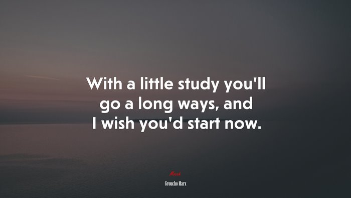 With a little study you’ll go a long ways, and I wish you’d start now. | Groucho Marx quote