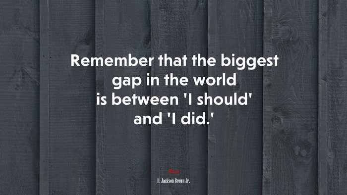 Remember that the biggest gap in the world is between ‘I should’ and ‘I did.’ | H. Jackson Brown Jr. quote